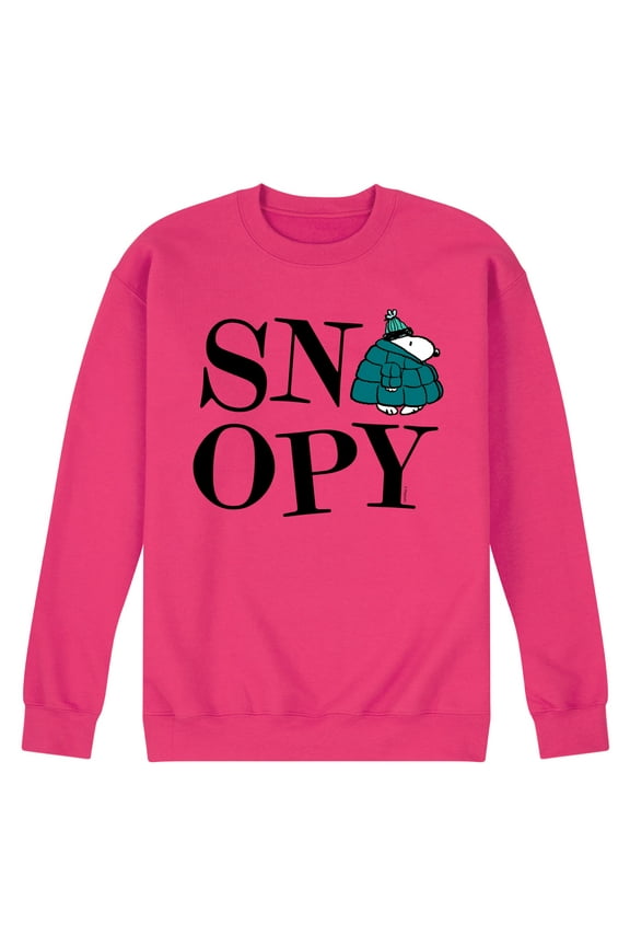 - Snoopy Winter Puffer Jacket - Men's Crew Fleece Sweatshirt
