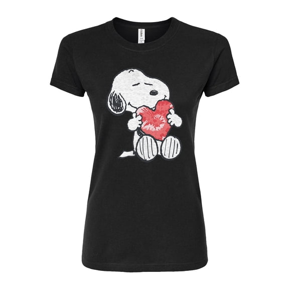 Peanuts - Snoopy With Heart - Juniors Fitted Tee