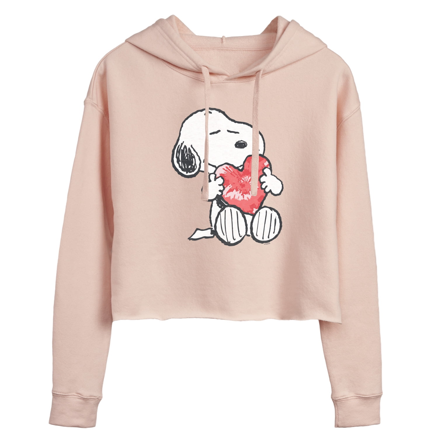 Peanuts - Snoopy With Heart - Ladies Cropped Hoodie - Walmart.com