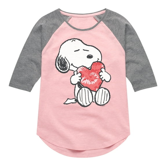 Peanuts - Snoopy With Heart - Toddler & Youth Girls Raglan Graphic T-Shirt