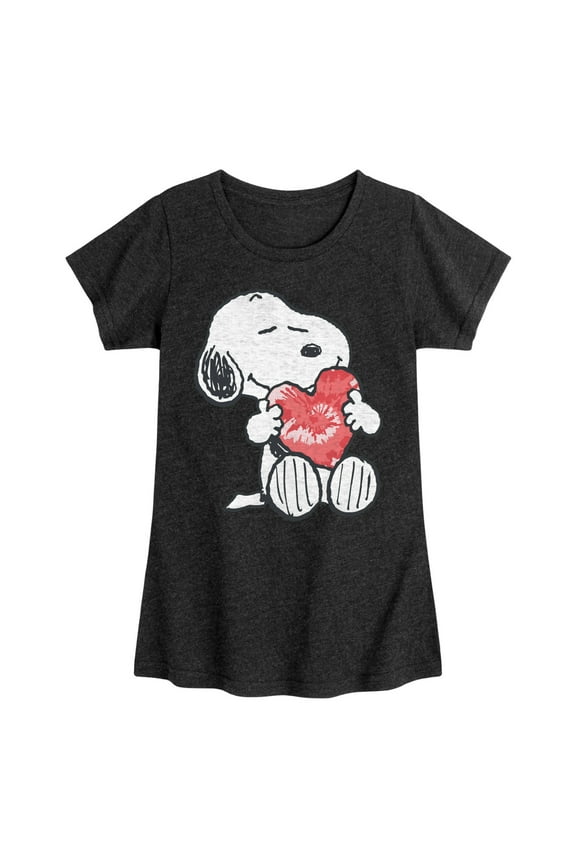 - Snoopy With Heart - Toddler & Youth Girls Short Sleeve Graphic T-Shirt