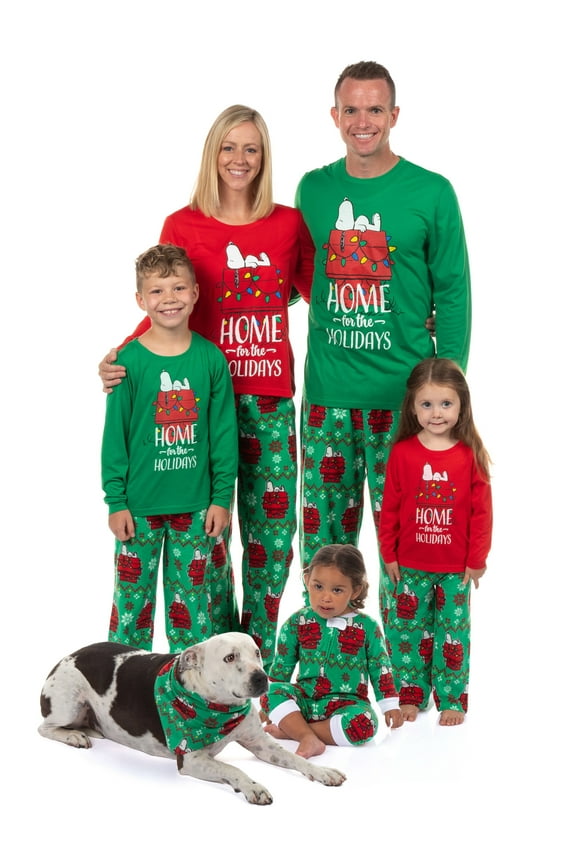 Snoopy Women’s Home for the Holidays Matching Family Pajamas Set, 2-Piece