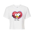 thumbnail image 1 of Peanuts - Snoopy Woodstock Graffiti Heart - Juniors Cropped Cotton Blend T-Shirt, 1 of 6