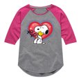 thumbnail image 1 of Peanuts - Snoopy Woodstock Graffiti Heart - Toddler & Youth Girls Raglan Graphic T-Shirt, 1 of 6