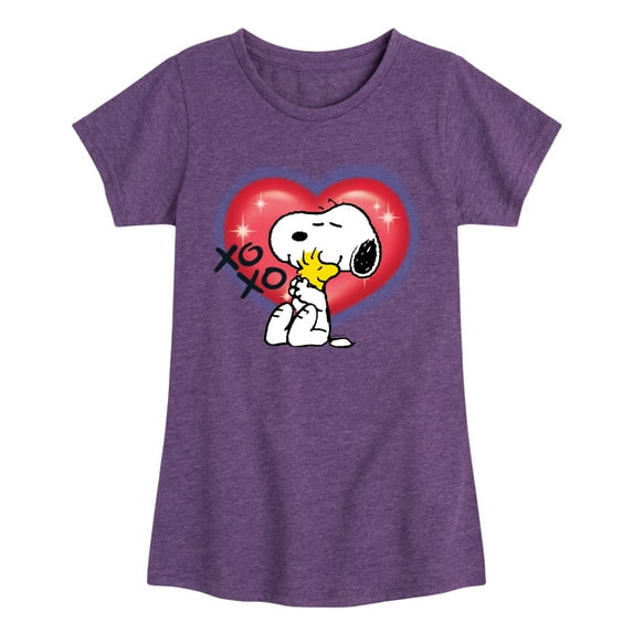 Peanuts - Snoopy Woodstock Graffiti Heart - Toddler & Youth Girls Short Sleeve Graphic T-Shirt