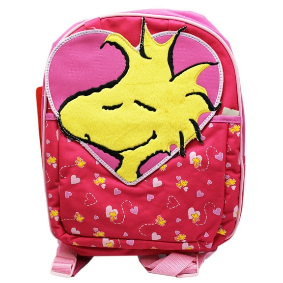 Peanuts Snoopy - Woodstock Backpack With Hearts Pattern Toddler Backpack (12in)