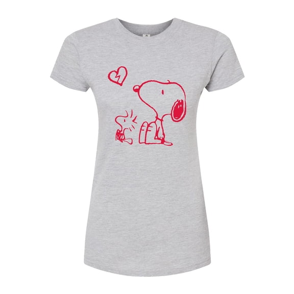 Peanuts - Snoopy Woodstock Broken Heart - Juniors Fitted Graphic T-Shirt