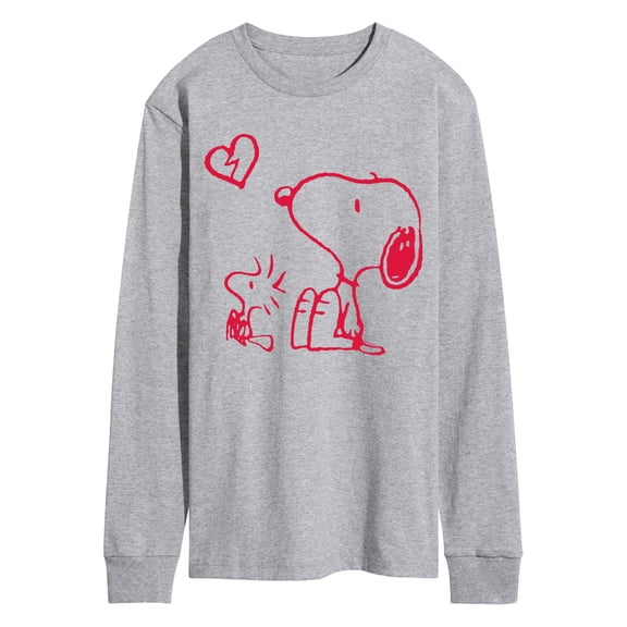 Peanuts - Snoopy Woodstock Broken Heart - Men's Long Sleeve Graphic T-Shirt