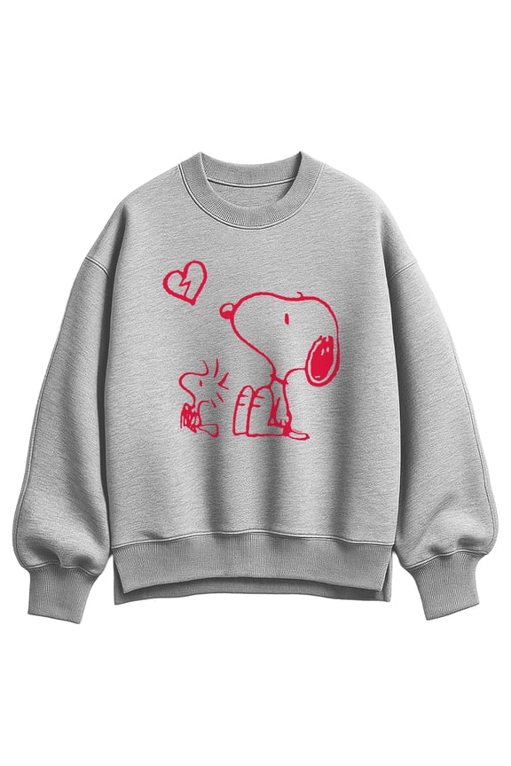 - Snoopy Woodstock Broken Heart - Women's Oversized Fleece Crew Sweatshirt