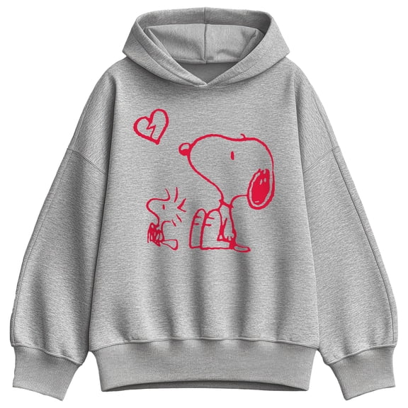 Peanuts - Snoopy Woodstock Broken Heart - Women's Oversized Fleece Hoodie Sweatshirt