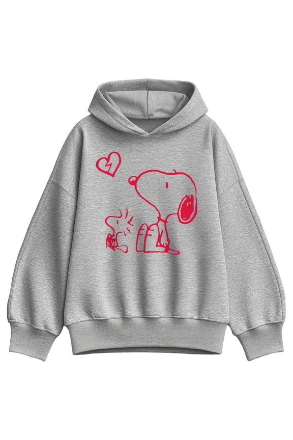 - Snoopy Woodstock Broken Heart - Women's Oversized Fleece Hoodie Sweatshirt