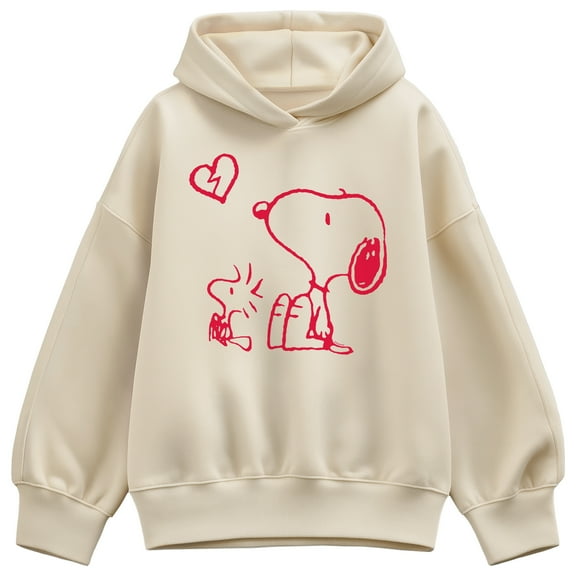 Peanuts - Snoopy Woodstock Broken Heart - Women's Oversized Fleece Hoodie Sweatshirt