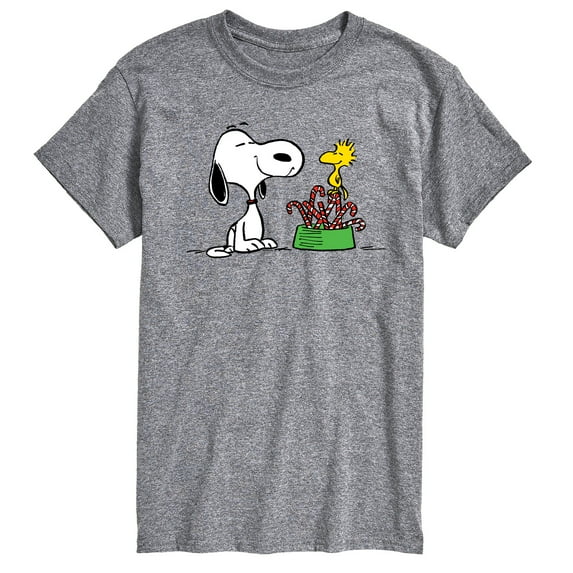 Peanuts - Snoopy Woodstock Candy Canes Christmas - Men's Short Sleeve Graphic T-Shirt