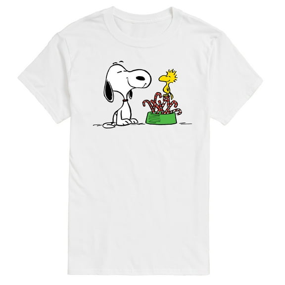 Peanuts - Snoopy Woodstock Candy Canes Christmas - Men's Short Sleeve Graphic T-Shirt