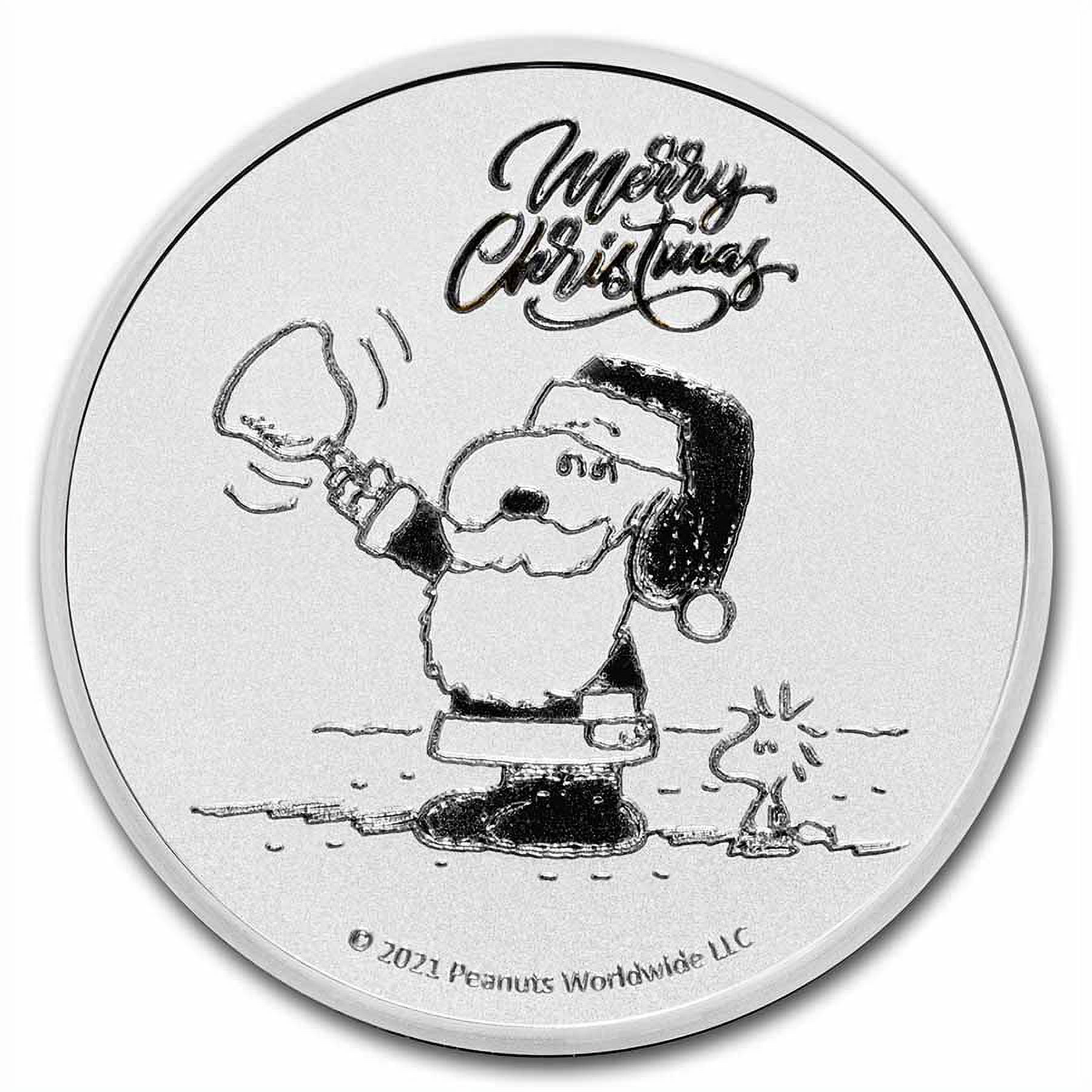 PEANUTS Snoopy & Woodstock Christmas 1 oz Silver Round
