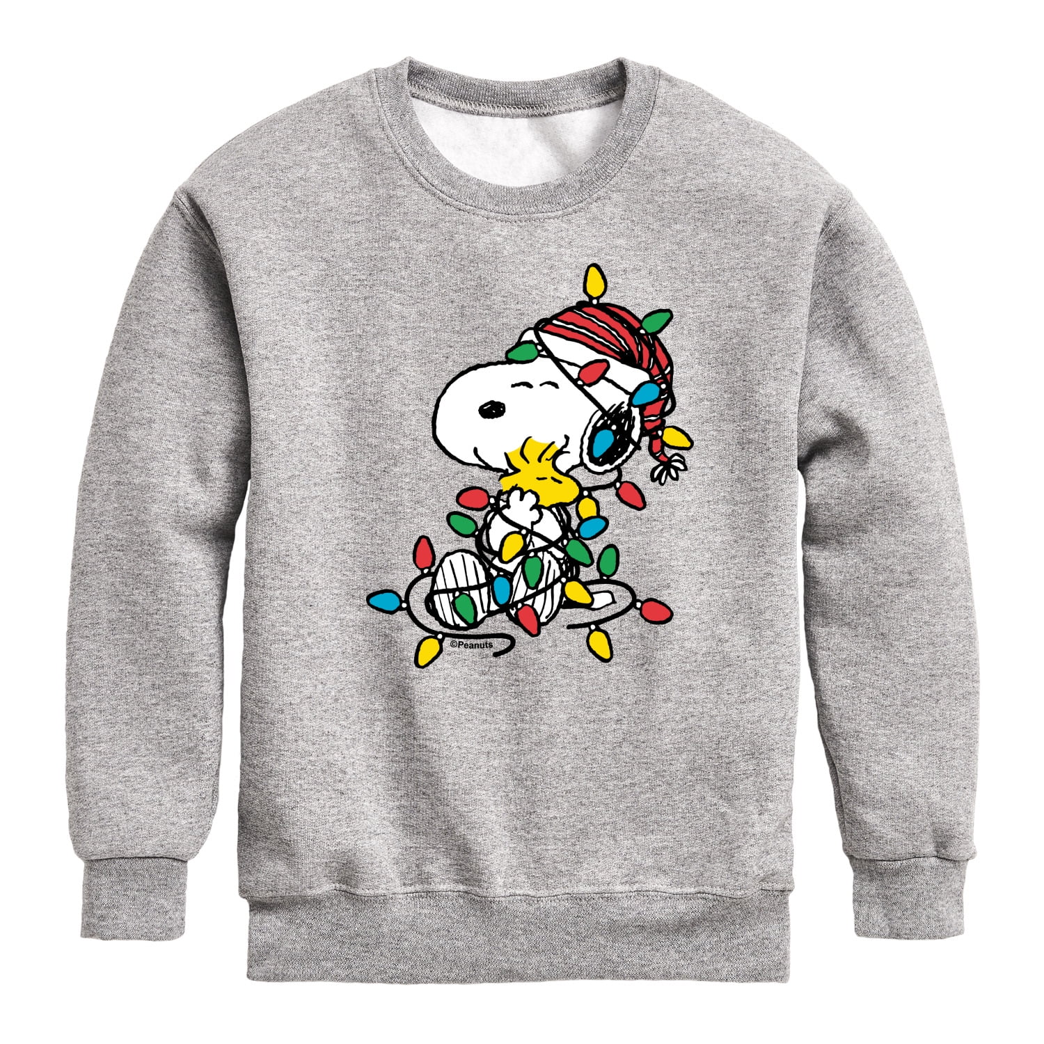 Peanuts - Snoopy Woodstock Christmas Lights - Boys Crew Fleece ...