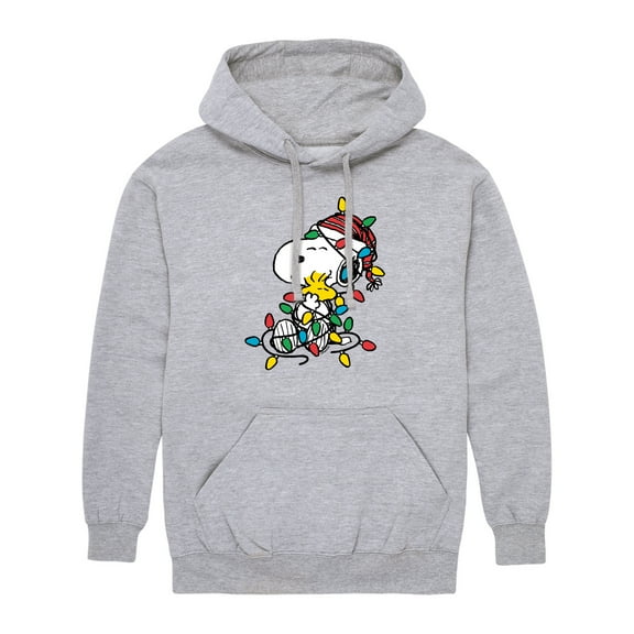 Peanuts - Snoopy Woodstock Christmas Lights - Men's Long Sleeve Fleece Pullover Hoodie