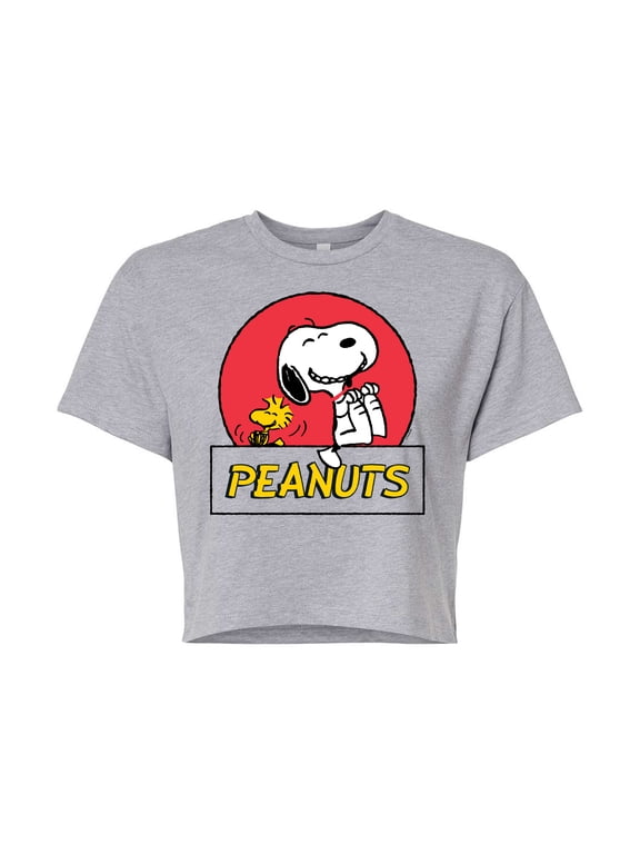 - Snoopy Woodstock Circle Women's Cropped Graphic T-Shirt