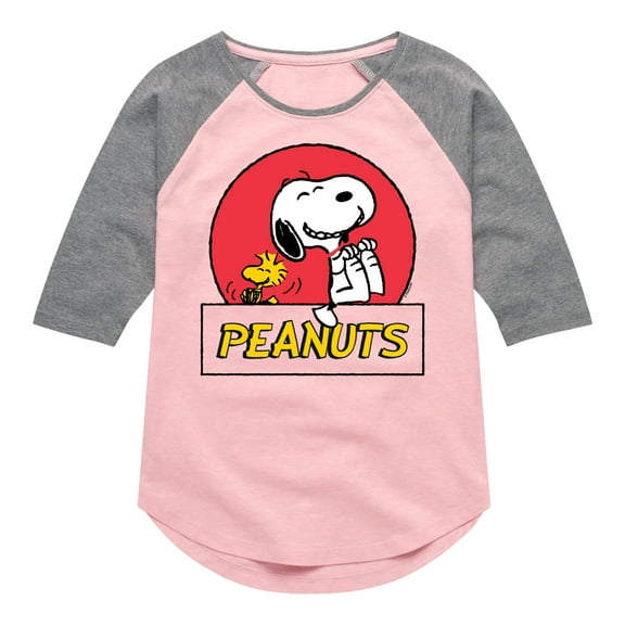 Peanuts - Snoopy Woodstock Circle  - Toddler & Youth Girls Raglan Graphic T-Shirt