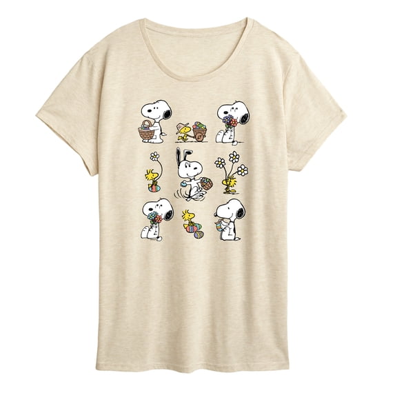 Peanuts - Snoopy & Woodstock Easter Grid - Women's Short Sleeve Graphic T-Shirt