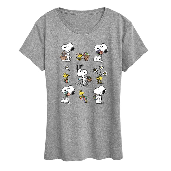 Peanuts - Snoopy & Woodstock Easter Grid - Women's Short Sleeve Graphic T-Shirt