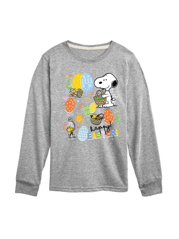 - Snoopy Woodstock Easter Boys' Long Sleeve Graphic T-Shirt