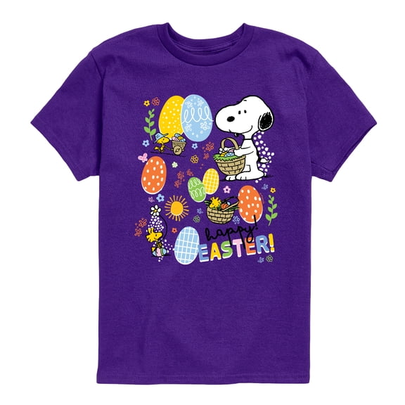 Peanuts - Snoopy Woodstock Easter - Youth Boys Short Sleeve Graphic T-Shirt
