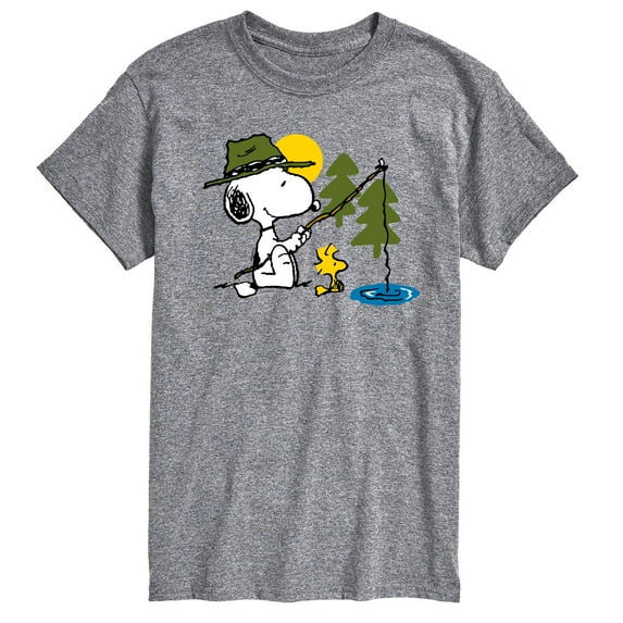 Peanuts - Snoopy Woodstock Fishing - Men's Short Sleeve Graphic T-Shirt