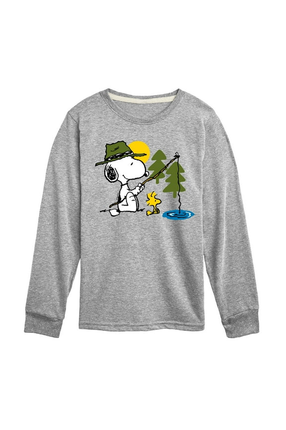 - Snoopy Woodstock Fishing - Toddler & Youth Long Sleeve Graphic T-Shirt