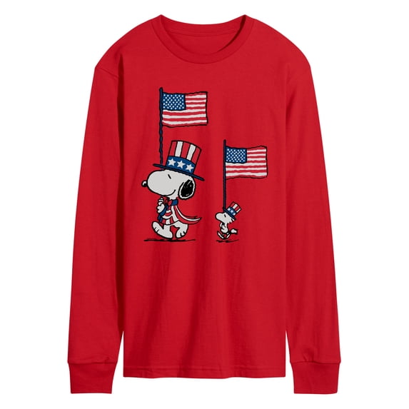 Peanuts - Snoopy Woodstock Flags & Hats Men's Long Sleeve Graphic T-Shirt