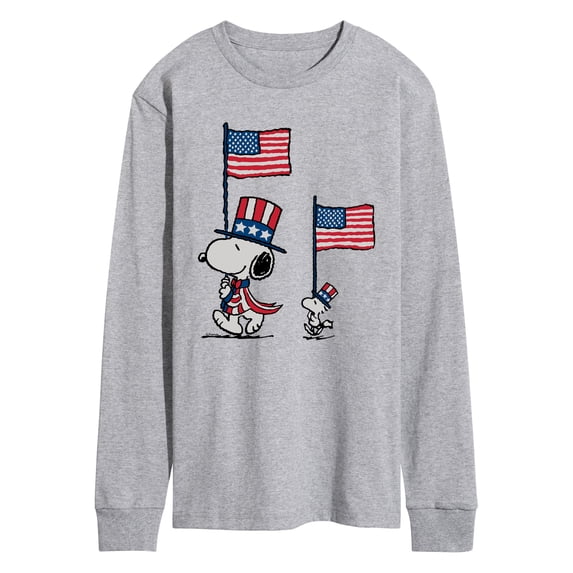 Peanuts - Snoopy Woodstock Flags & Hats Men's Long Sleeve Graphic T-Shirt