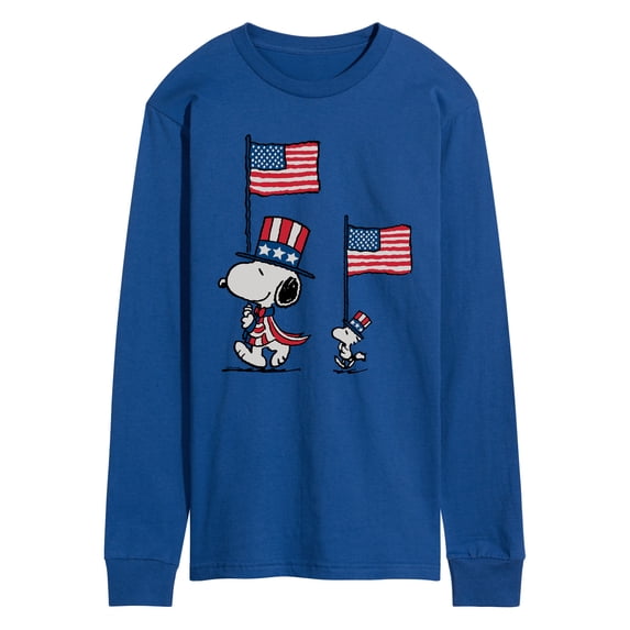 Peanuts - Snoopy Woodstock Flags & Hats Men's Long Sleeve Graphic T-Shirt