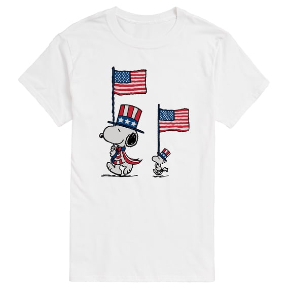 Peanuts - Snoopy Woodstock Flags & Hats Men's Short Sleeve Graphic T-Shirt