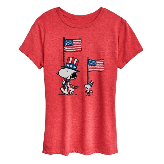 Peanuts - Snoopy Woodstock Flags & Hats - Women's Short Sleeve Graphic T-Shirt