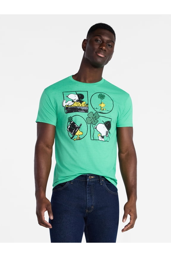 Snoopy Men's and Big Men's Four Square Saint Patrick's Day Graphic Tee, Sizes S-3XL