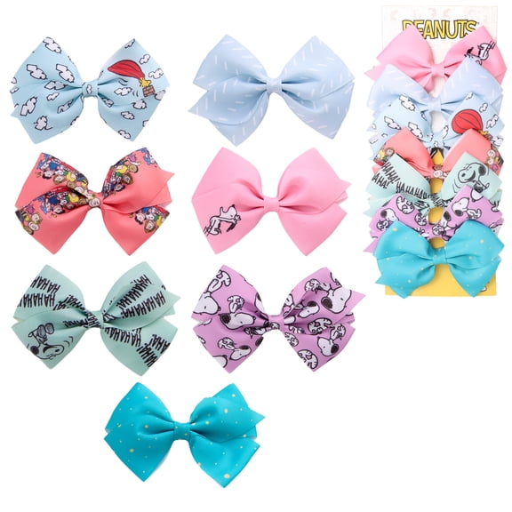 Peanuts Snoopy Woodstock Hair Bows 7-Piece Set Official License, Peanuts Gifts
