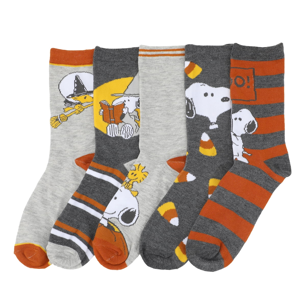 Peanuts Snoopy & Woodstock Halloween Women's 5-Pair Casual Crew Socks