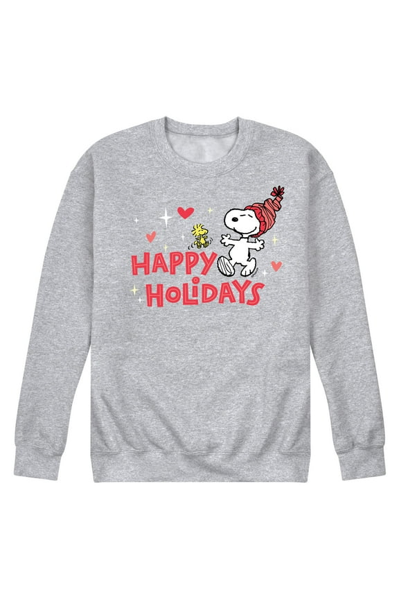 - Snoopy Woodstock Happy Holidays - Men's Crew Neck Fleece Pullover