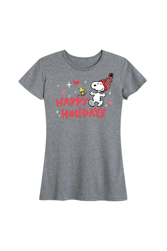 - Snoopy Woodstock Happy Holidays - Women's Short Sleeve Graphic T-Shirt