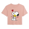 thumbnail image 1 of Peanuts - Snoopy & Woodstock Heart - Juniors Cropped Graphic T-Shirt, 1 of 4