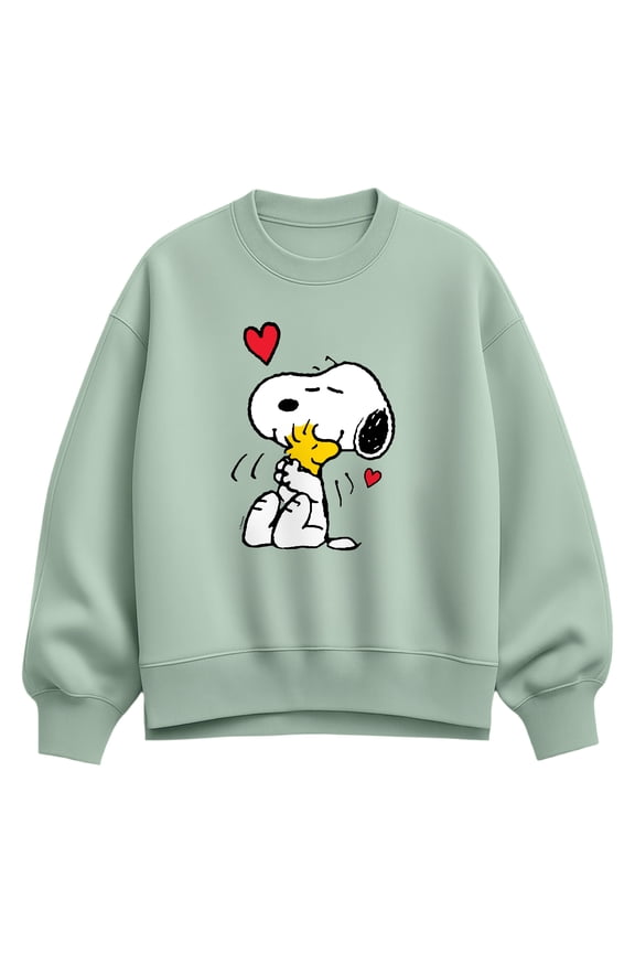 - Snoopy Woodstock Heart - Women's Oversized Fleece Crew Sweatshirt