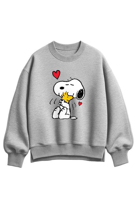- Snoopy Woodstock Heart - Women's Oversized Fleece Crew Sweatshirt