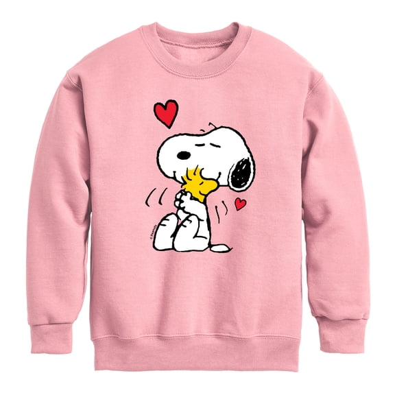 Peanuts - Snoopy Woodstock Heart - Youth Boys Crew Fleece Sweatshirt