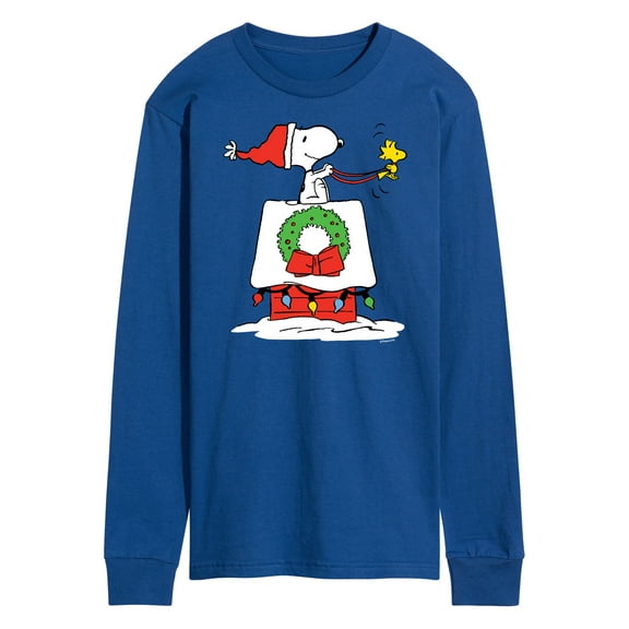 Peanuts - Snoopy & Woodstock House Sleigh - Men's Long Sleeve T-Shirt