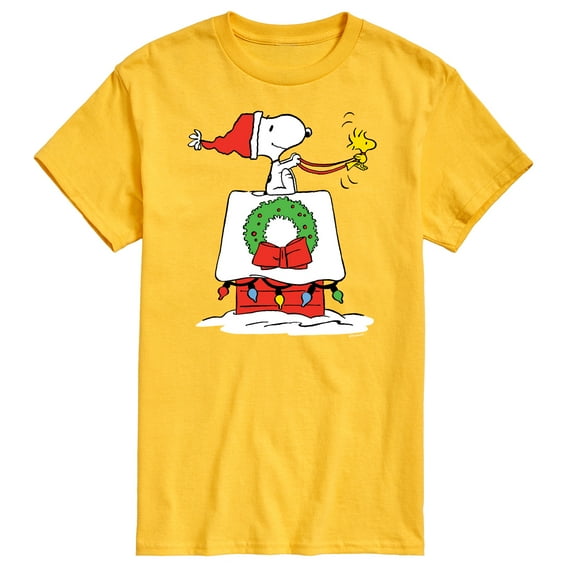 Peanuts - Snoopy & Woodstock House Sleigh - Men's Short Sleeve Graphic T-Shirt