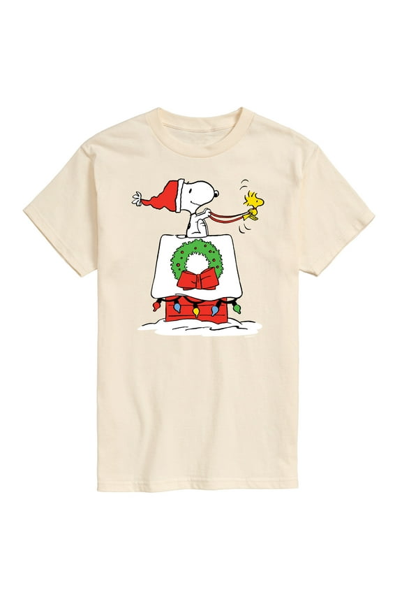 - Snoopy & Woodstock House Sleigh - Men's Short Sleeve Graphic T-Shirt