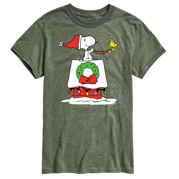Peanuts - Snoopy & Woodstock House Sleigh - Men's Short Sleeve Graphic T-Shirt