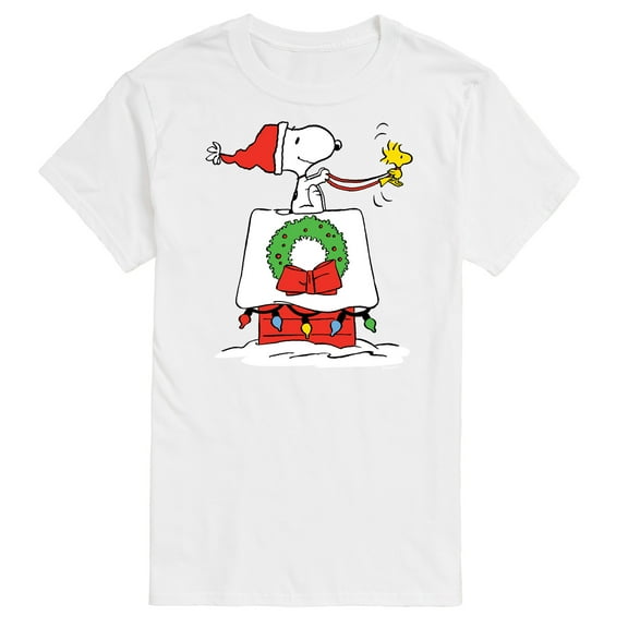 Peanuts - Snoopy & Woodstock House Sleigh - Men's Short Sleeve Graphic T-Shirt