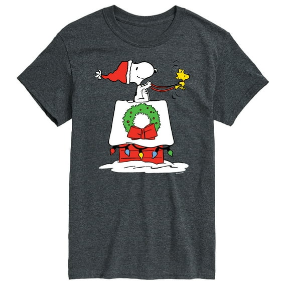 Peanuts - Snoopy & Woodstock House Sleigh - Men's Short Sleeve Graphic T-Shirt