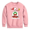 thumbnail image 1 of Peanuts - Snoopy & Woodstock House Sleigh - Toddler And Youth Crewneck Fleece Sweatshirt, 1 of 5